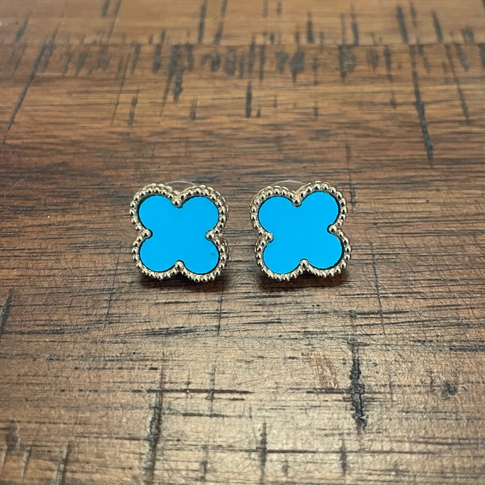 Turquoise & Gold Oversized Stud Earrings 💛